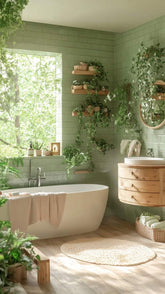 Bringing plants into the bathroom adds a spa-like serenity